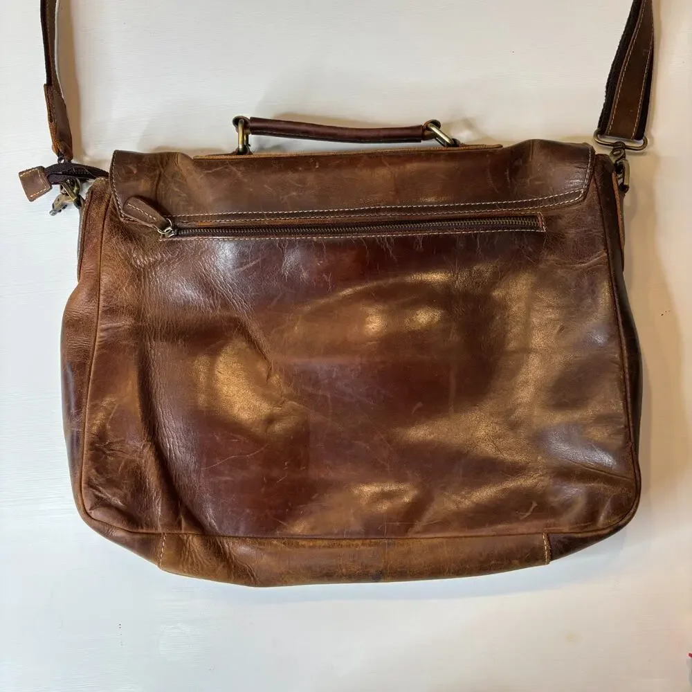 Kattee Leather Messenger Bag Briefcase Laptop Satchel Brown Distressed Vintage